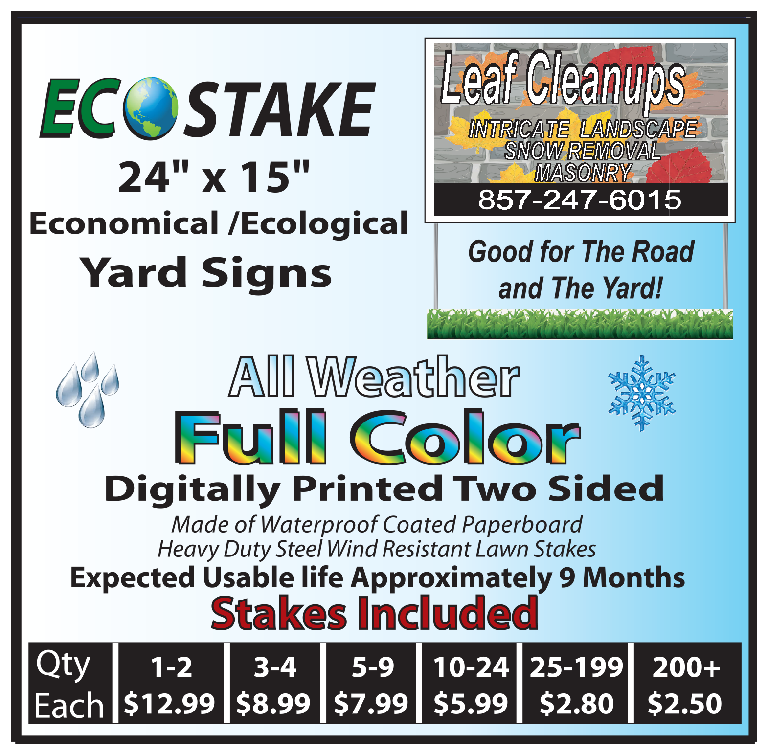 Leaf Cleanups 24" x 15" Ecostake Yard sign